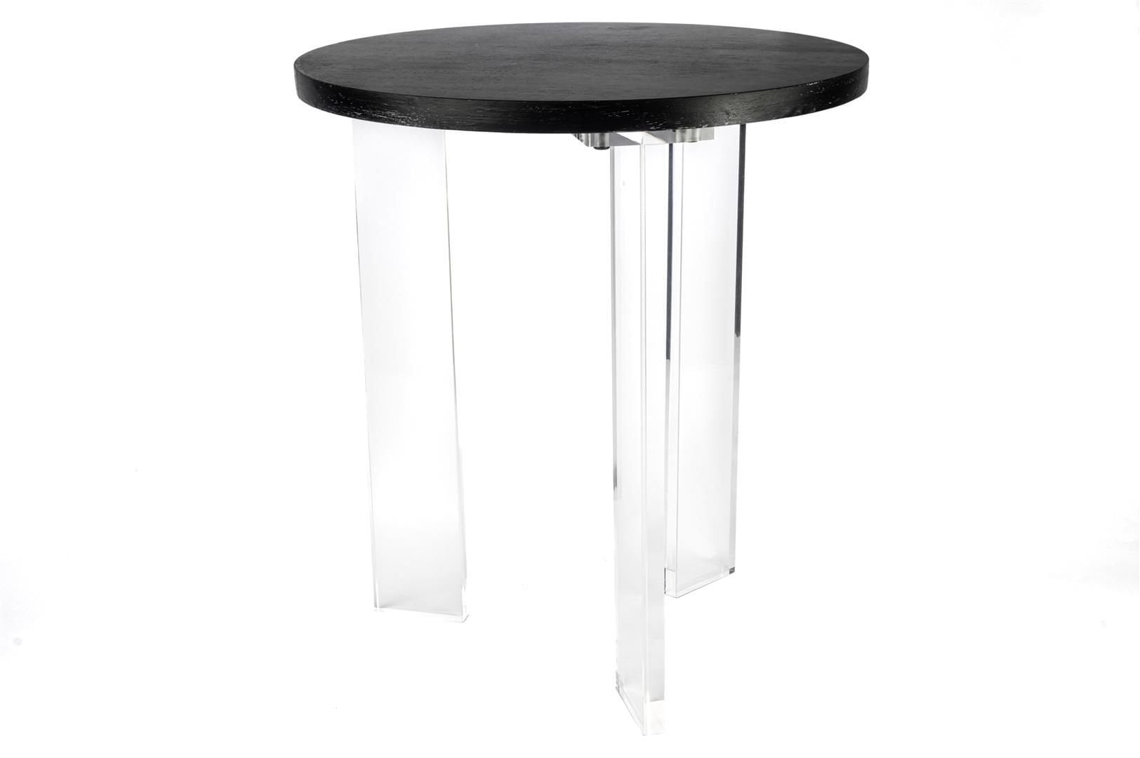 Siyah Ahşap Clear Akrilik Ayaklı Sehpa 48x54cm