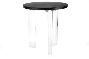 Siyah Ahşap Clear Akrilik Ayaklı Sehpa 48x54cm