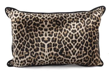 Siyah Leopar Kadife 40x60 Yastık