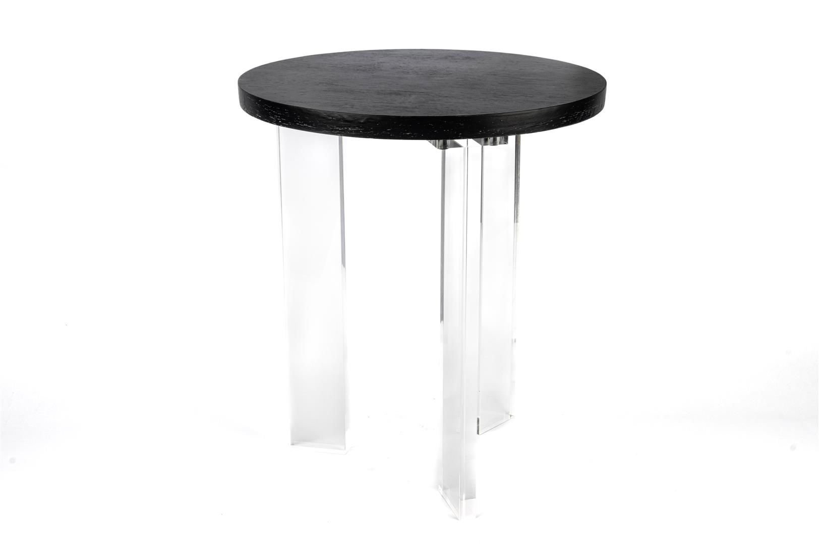 Siyah Ahşap Clear Ayaklı Sehpa 40x46cm