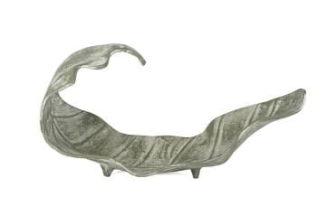 Yeşil Eskitme Dek Kavisli Yaprak Tabak 45x23cm