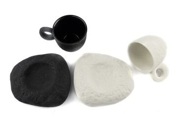 Stone Siyah Beyaz 6lı Kahve Fincanı Seti 100cc