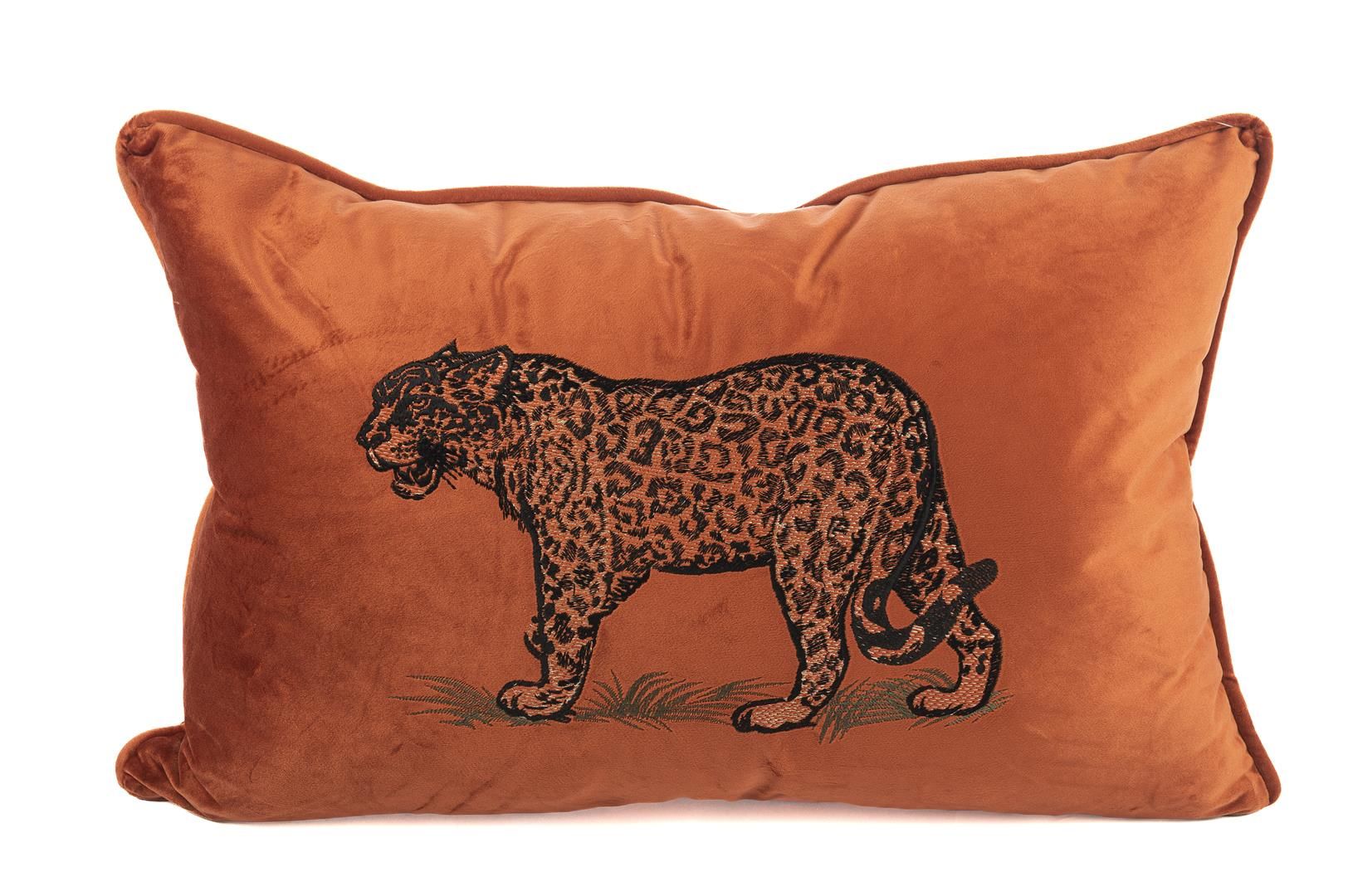 Leopar nakışlı turuncu 35x50 yastık
