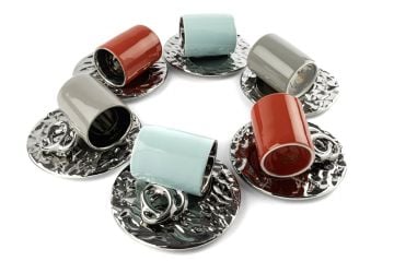 Lalin Silver 3 Renkli Asorti Silver 6lı Kahve Fincanı Seti 90cc