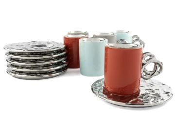 Lalin Silver 3 Renkli Asorti Silver 6lı Kahve Fincanı Seti 90cc