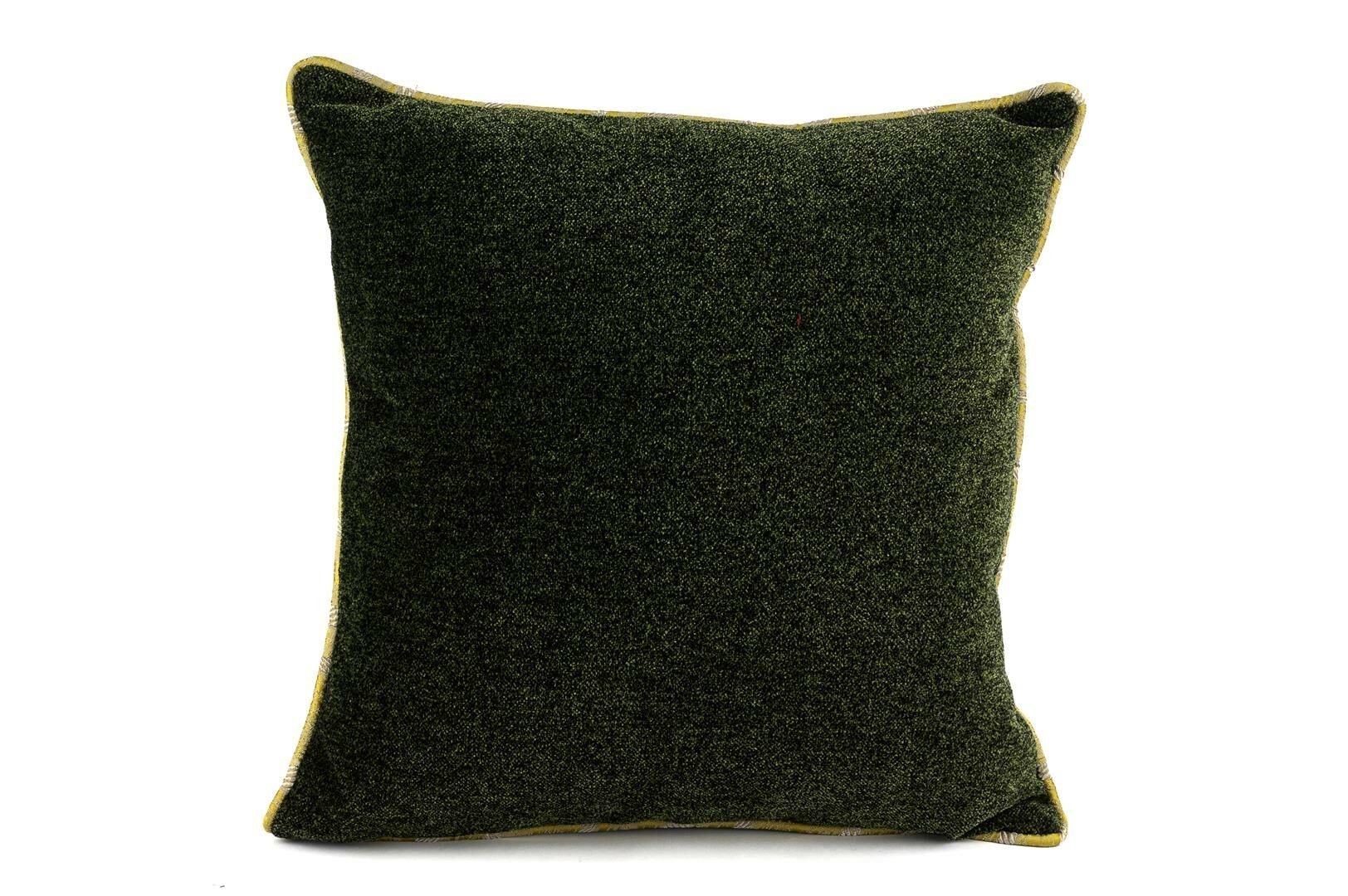 Olive Düz Yeşil Sarı Biyeli Yastık Kırlent 50cm