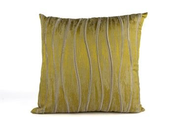 Olive Sarı Şeritli Krem Yastık Kırlent 50cm