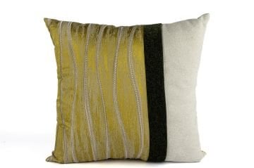 Olive Sarı Şeritli Krem Yastık Kırlent 50cm