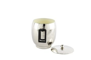 Sİlver Mat Siyah Kulplu Şekerlik 12x18cm