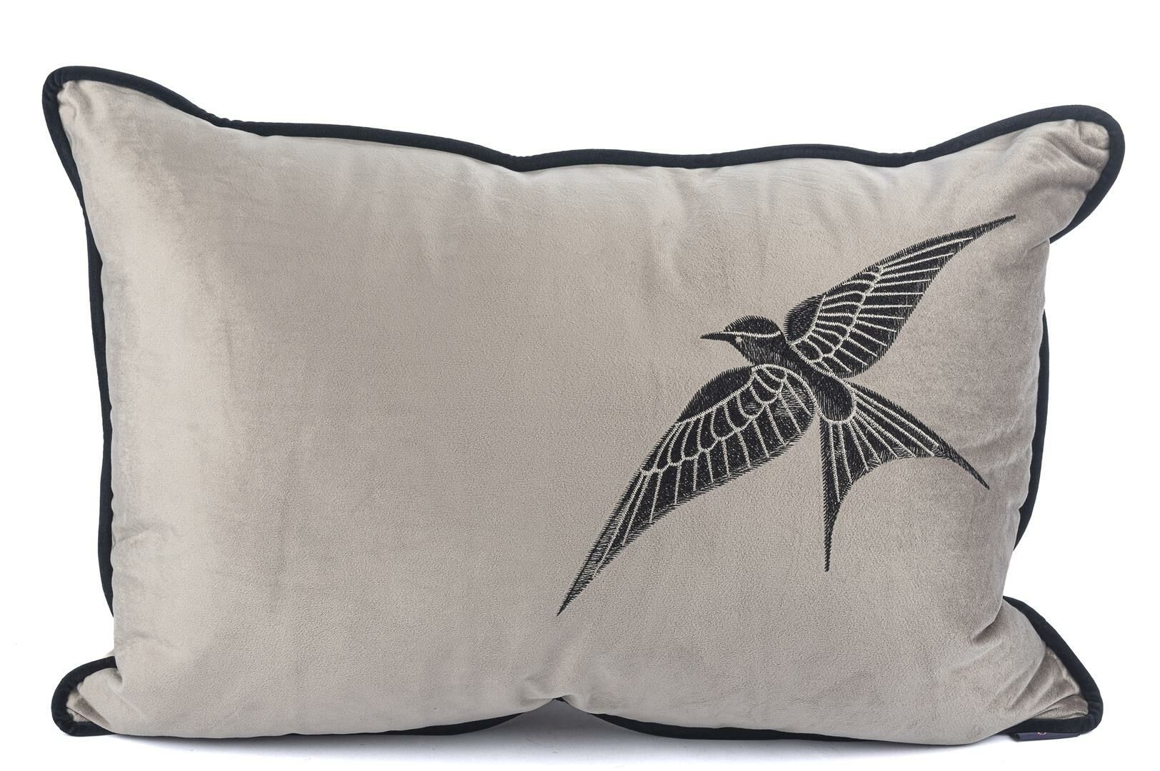 Isla gri kadife tek kuş 40x60 yastık