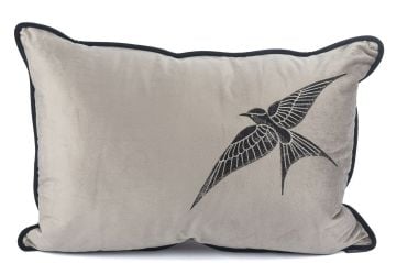 Isla gri kadife tek kuş 40x60 yastık