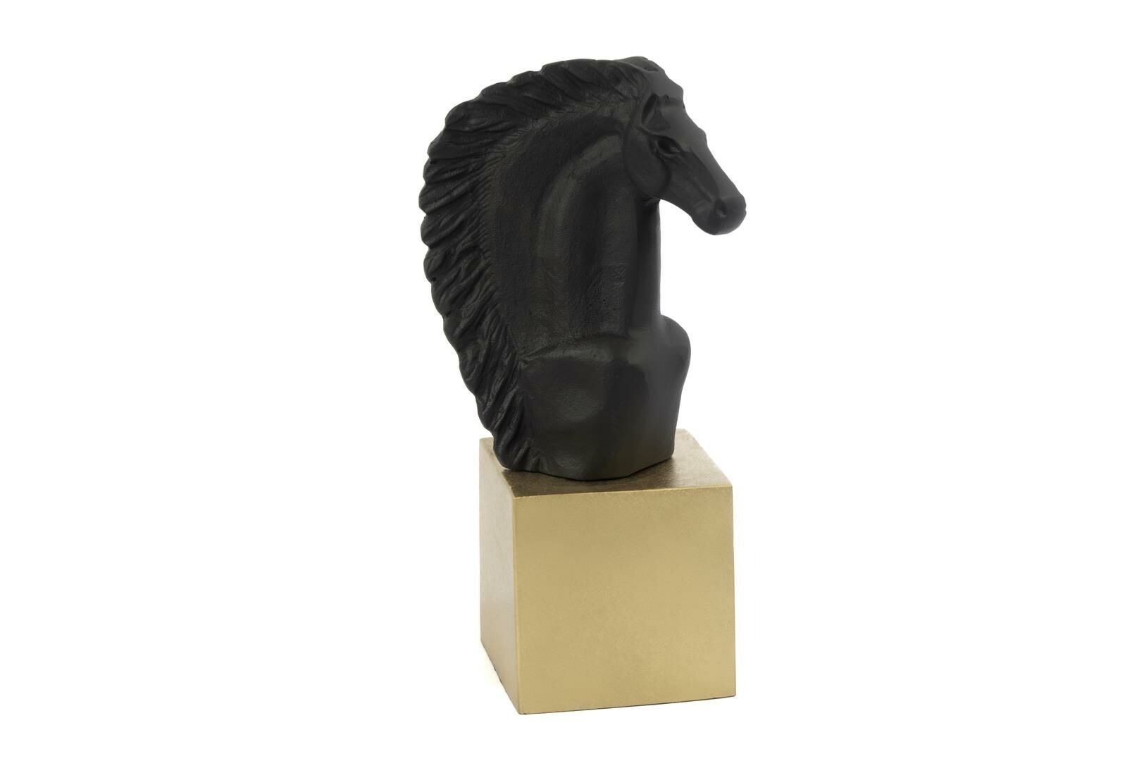 Gold Kaideli Siyah At Dekor Obje 10x30cm