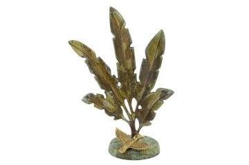 Palmiyeli Gold Yeşil Metal Dekor Obje 27x41cm