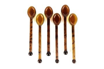 6lı Siyah Amber Cam Kaşık