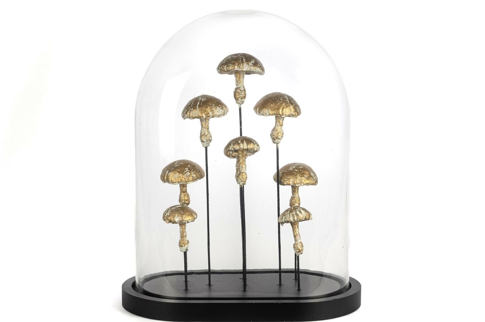 Mantarlı Dekoratif Cam Fanus 33x20x41cm