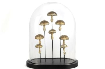 Mantarlı Dekoratif Cam Fanus 33x20x41cm