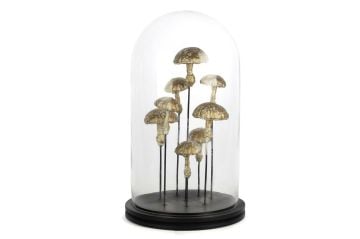 Mantarlı Dekoratif Cam Fanus 22x38cm