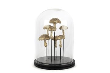 Mantarlı Dekoratif Cam Fanus 22x30cm