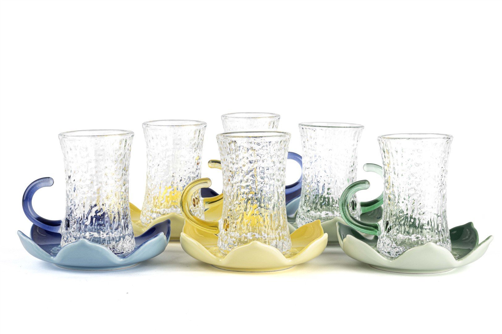 6lı Renkli Cam Çay Bardağı Seti