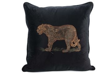 Leopar Nakışlı Siyah 50x50 Yastık Kırlent