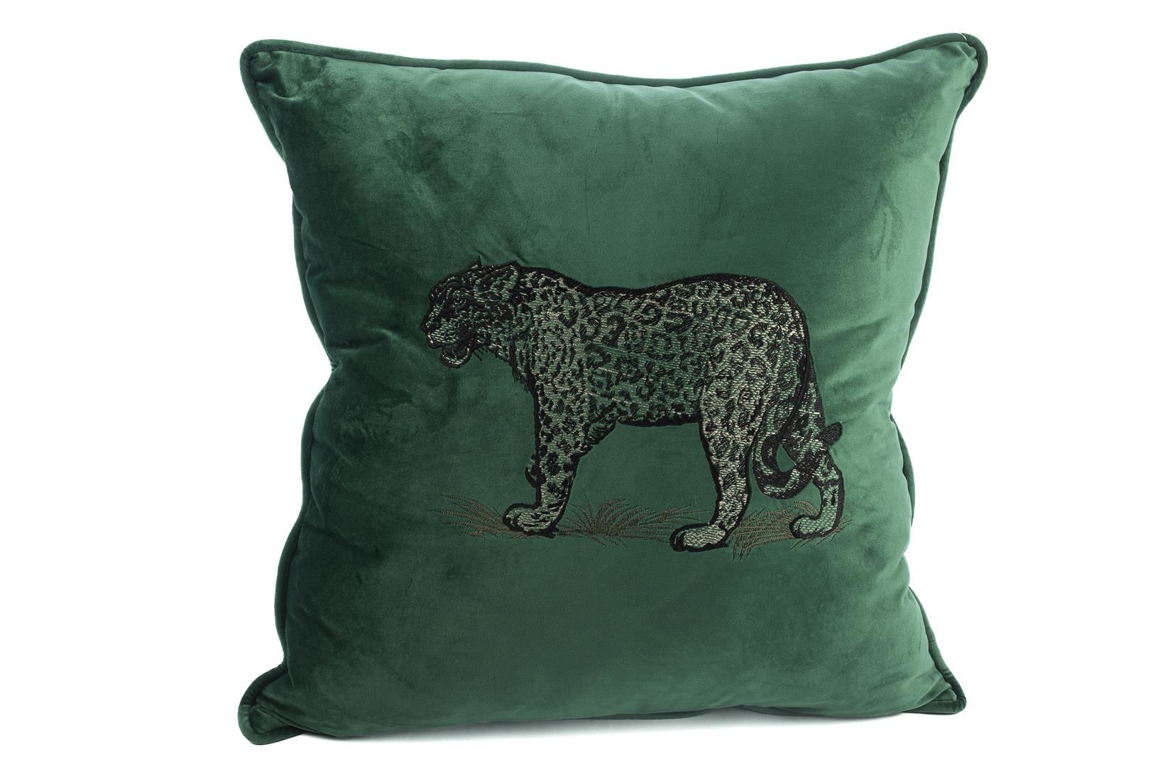 Leopar nakışlı yeşil 50x50 yastık