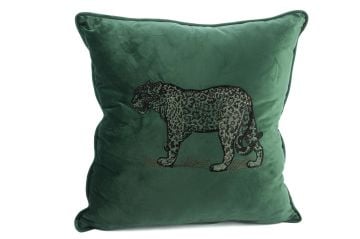 Leopar nakışlı yeşil 50x50 yastık