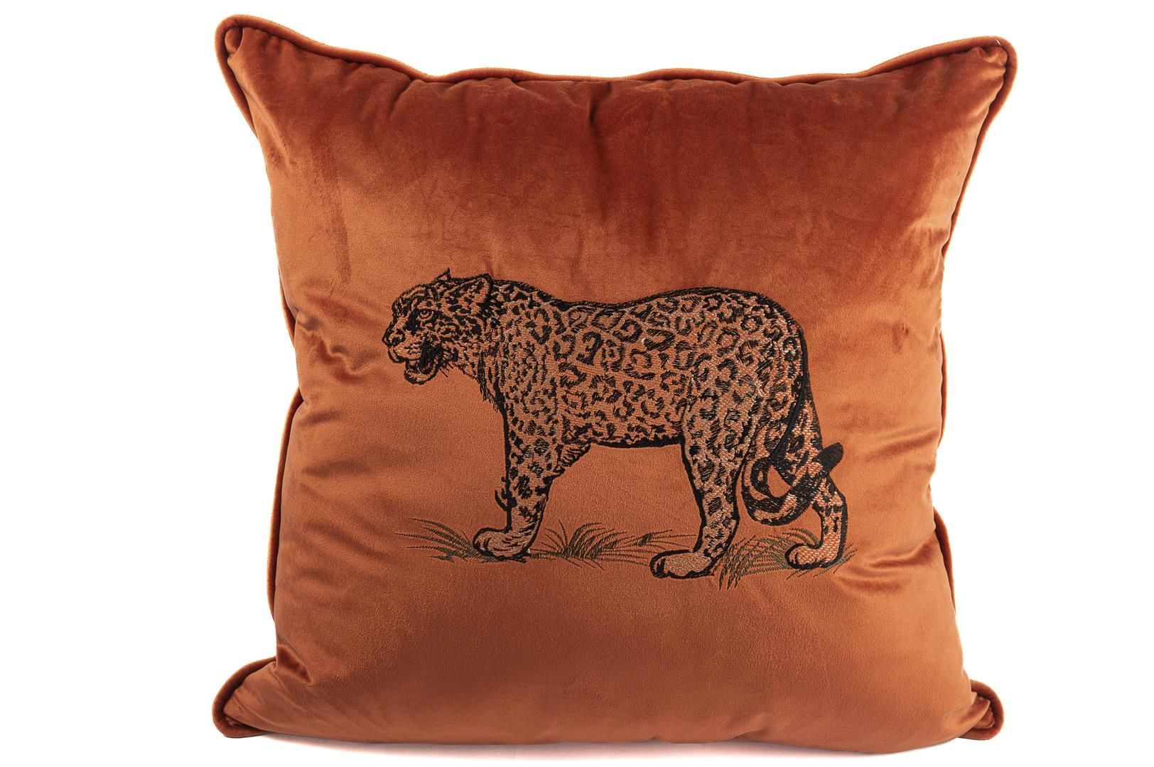 Leopar nakışlı turuncu 50x50 yastık