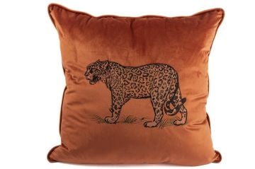 Leopar nakışlı turuncu 50x50 yastık