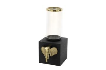 Camlı Siyah Filli Mumluk 30x16x40cm