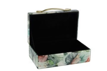 Turkuaz Çiçek Desenli Kutu 26x18x10cm