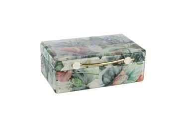 Turkuaz Çiçek Desenli Kutu 26x18x10cm