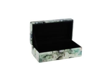 Turkuaz Çiçek Desenli Kutu 21x11x10cm