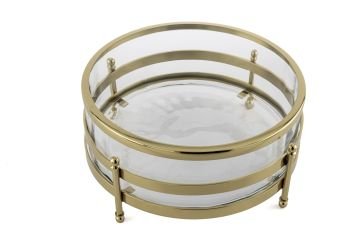 Gold Metal Standlı Cam Kase 29x14cm