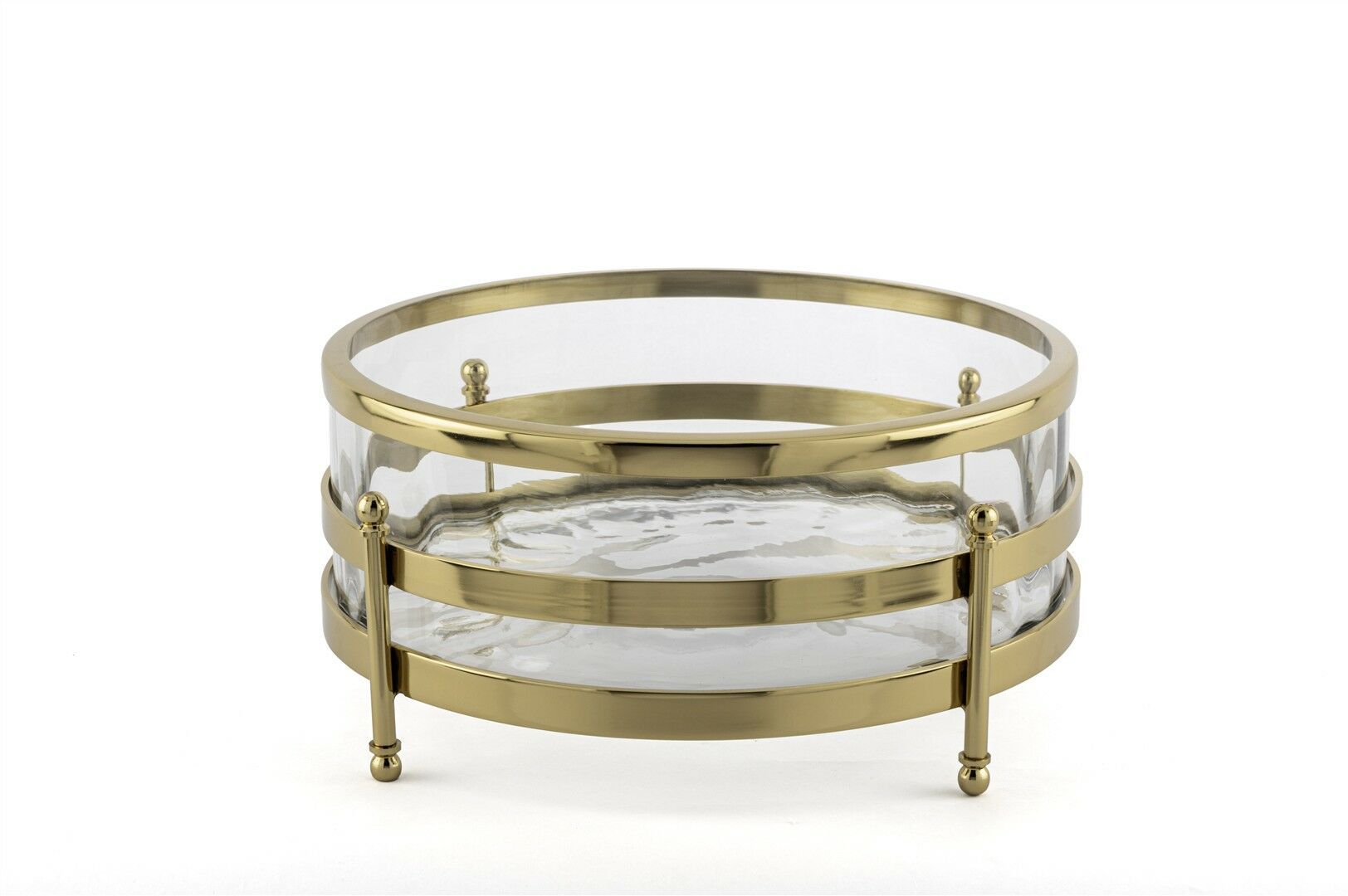 Gold Metal Standlı Cam Kase 29x14cm