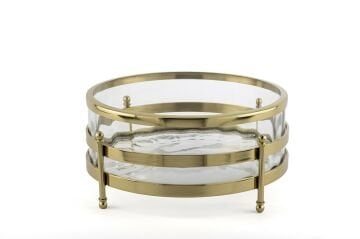 Gold Metal Standlı Cam Kase 29x14cm