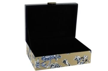 Lacivert Çiçek Kumaşlı Kutu 30x23x11cm