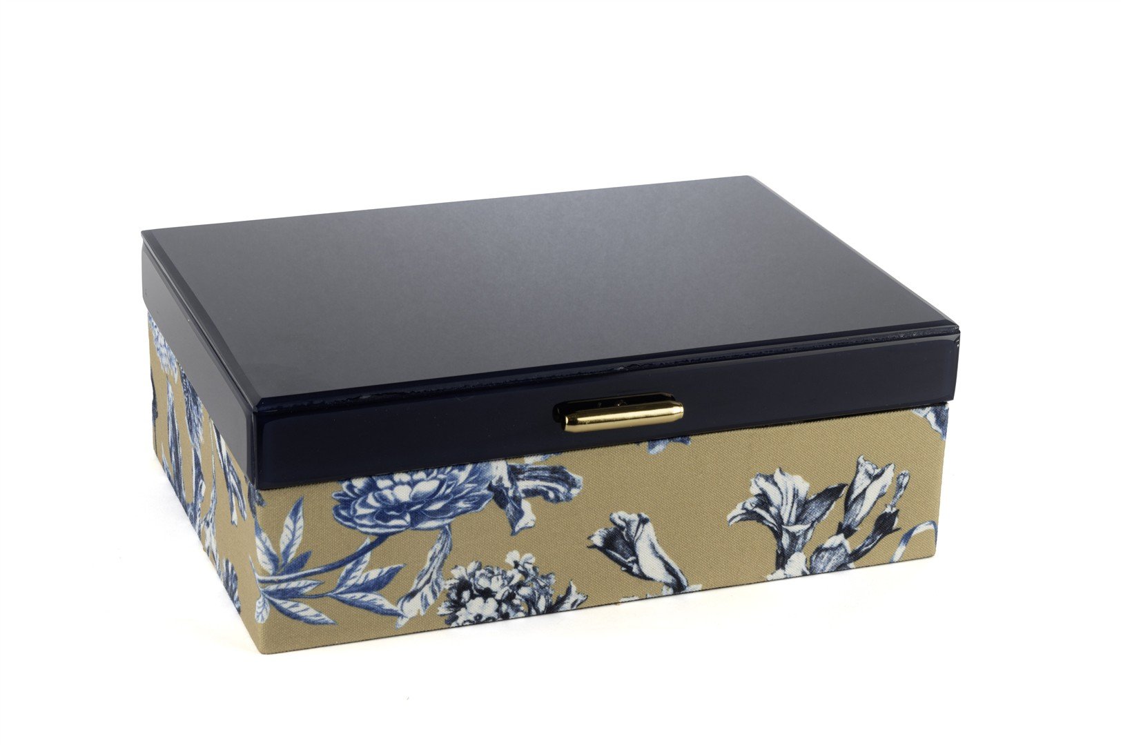 Lacivert Çiçek Kumaşlı Kutu 30x23x11cm