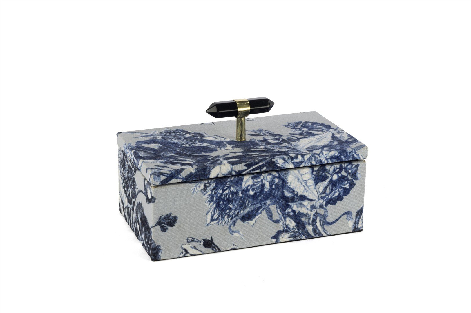 Lacivert Çiçek kumaşlı Kutu 23x10x14cm
