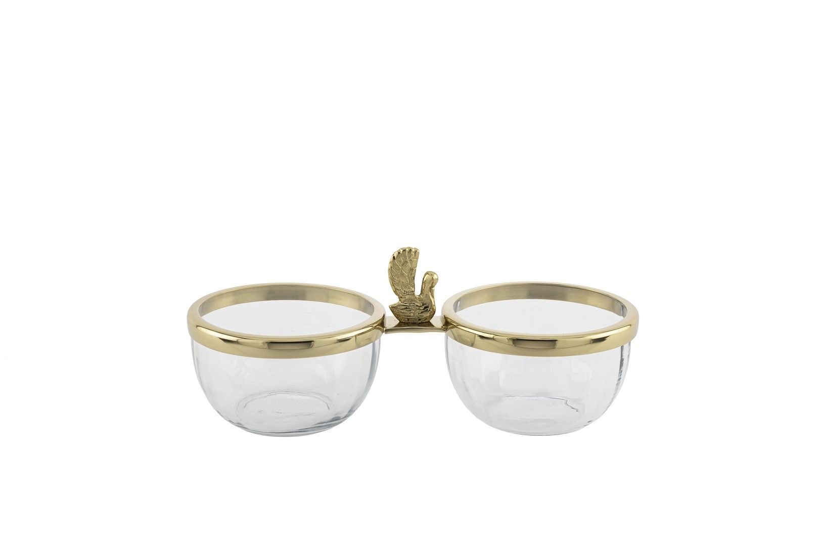 Gold Metalli 2 Bölmeli Cam Çerezlik 25x11x10cm