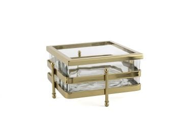 Gold Metal Standlı Kare Cam Sunumluk 23x13cm