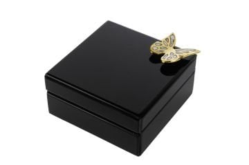 Siyah Kelebek Figürlü Cam Kutu 17x18x10cm