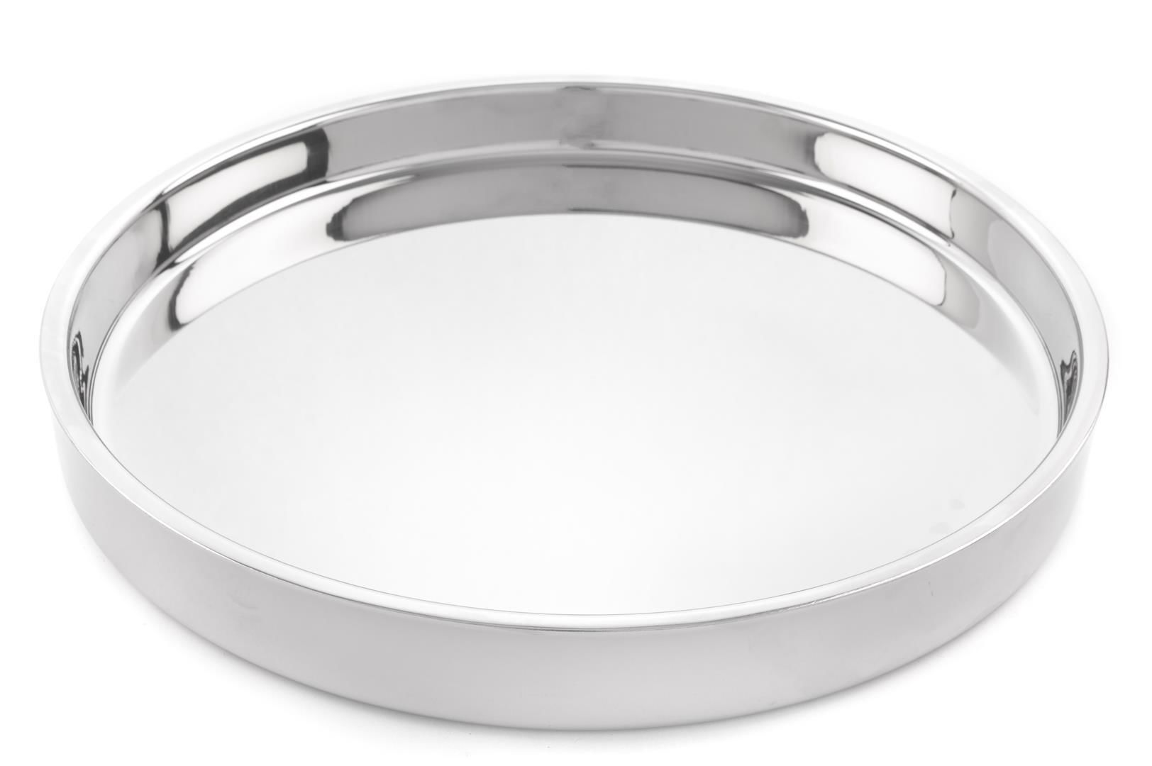 Gümüş Yuvarlak Çelik Tepsi 37x37x4cm