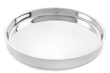 Gümüş Yuvarlak Çelik Tepsi 37x37x4cm