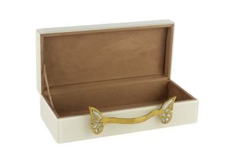 Krem Gold Kelebek Kulplu Kutu 17x30x8cm