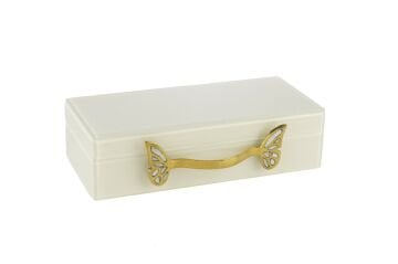 Krem Gold Kelebek Kulplu Kutu 17x30x8cm