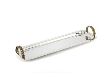 Antik Gold Kulplu Gümüş Tepsi 38x12x6cm