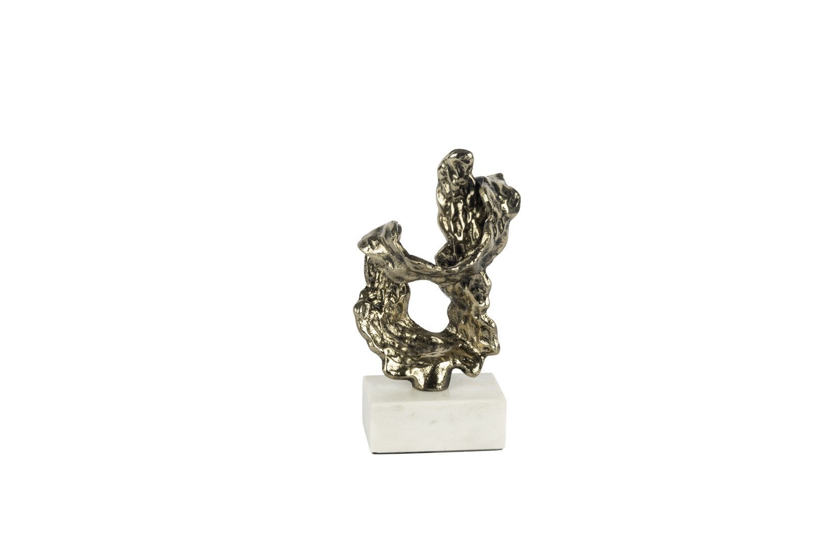 Antik Gold Beyaz Mermer Tabanlı Obje 13x8x23cm