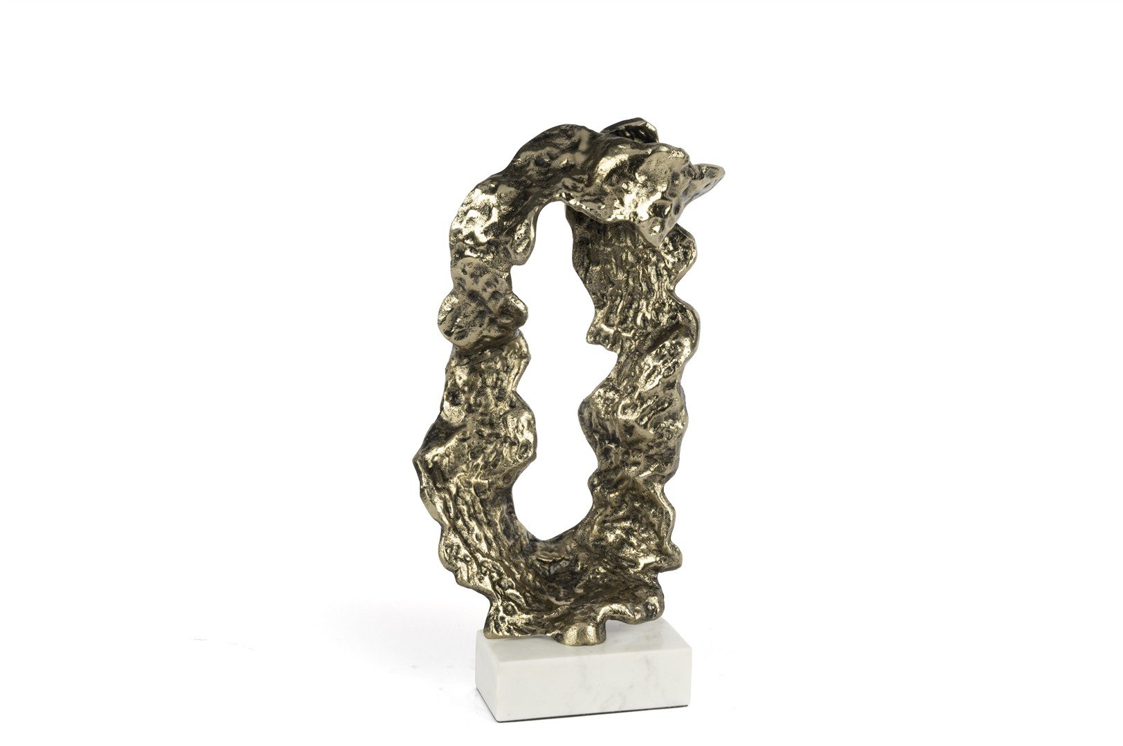 Antik Gold Beyaz Mermer Tabanlı Obje 22x11x38cm