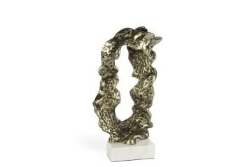 Antik Gold Beyaz Mermer Tabanlı Obje 22x11x38cm