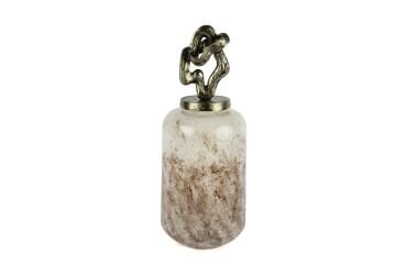 Antik Gold Mor Beyaz Cam Dek Şişe 18x47cm